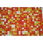 10 Netze: 0,93qm 1x1 Glasmosaik mix weiß-hellrot-Orange MADRIDC1